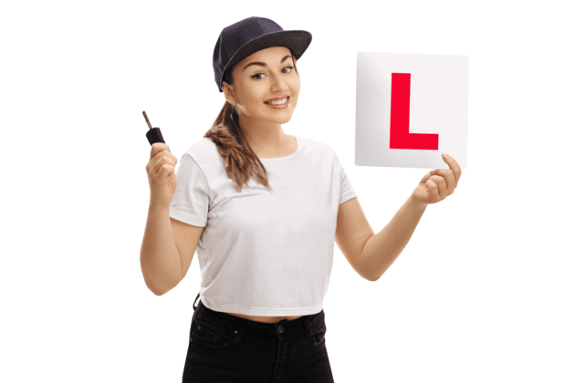 find a driver, girl with L plate